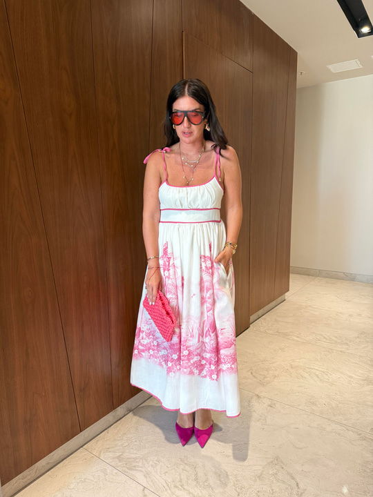 Pembe Biyeli , Pembe Desenli , Omuz Baglamalı , Tasarım Elbise