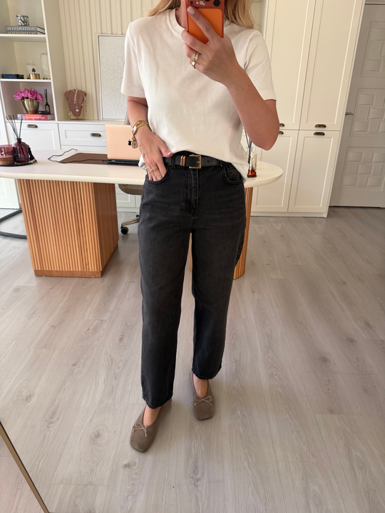Kemerli, Antrasit Baggy Jean Pantolon