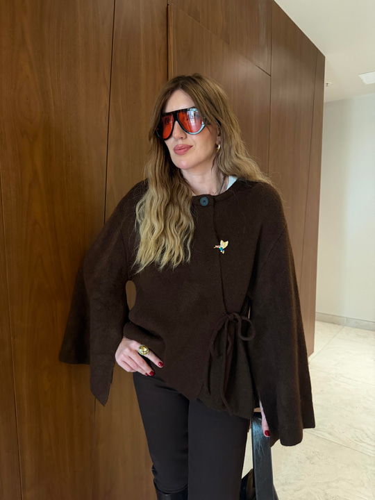 Orijinal Model , Acıkahve , Yarasa Kol , Premium Triko Ceket