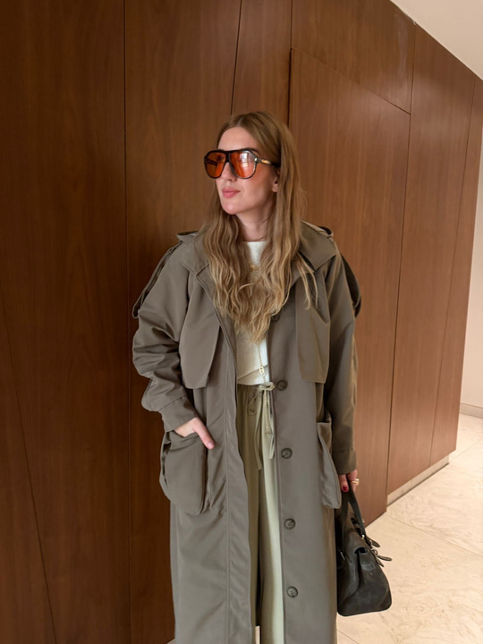 Orijinal Model , Kapüşonlu , Tasarım , Haki Trençkot