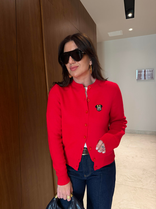 Orijinal Model , Mickey Logolu , Kırmızı Triko Hırka