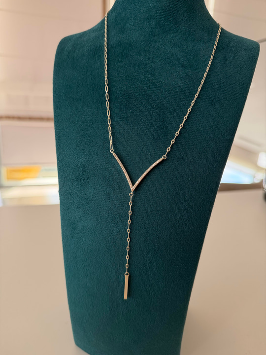 Zirkon Taşlı , 14K V Kolye