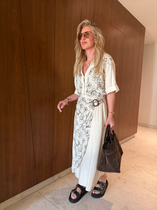 Orijinal Model , Premium Nakışlı , Kruvaze Gömlek & Etek , Ekru Takım
