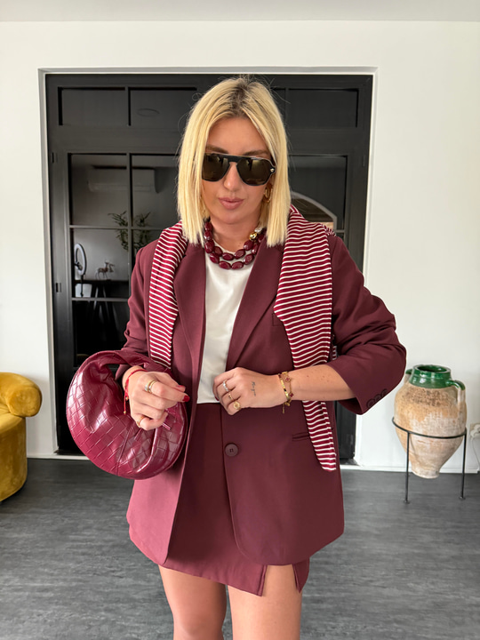 STD Beden , Bordo Renk , Premium Blazer Ceket