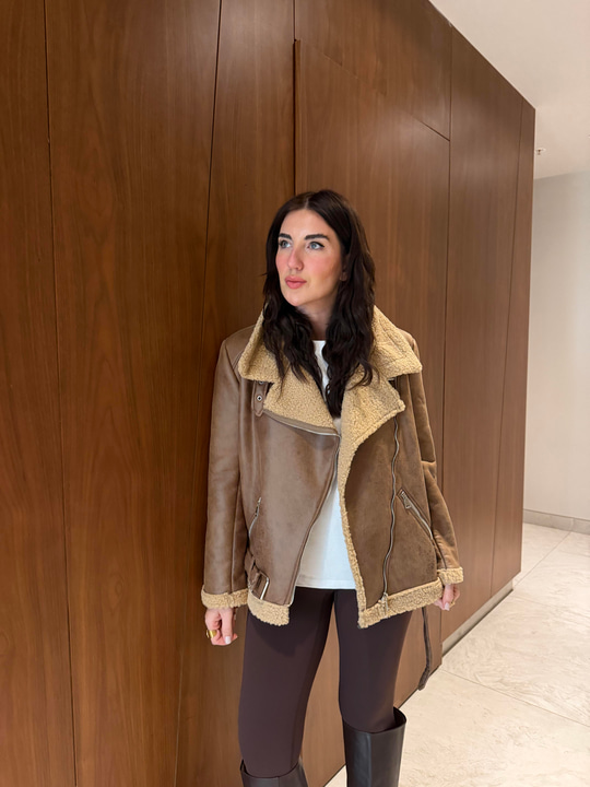 Teddy Yaka & Astarlı , Taba Deri Mont Ceket
