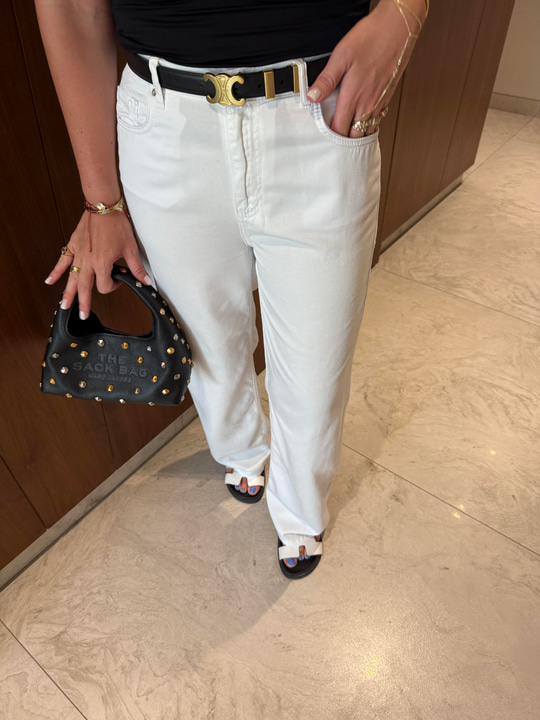 Arkası Lastikli , Kuşaklı , Premium , Beyaz , Tencel Gabardin Palazzo