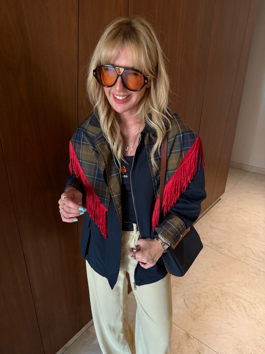 Lacivert Orijinal Model Ekose Astarlı Kadife Yaka Püskül Şallı Premium Trençkot