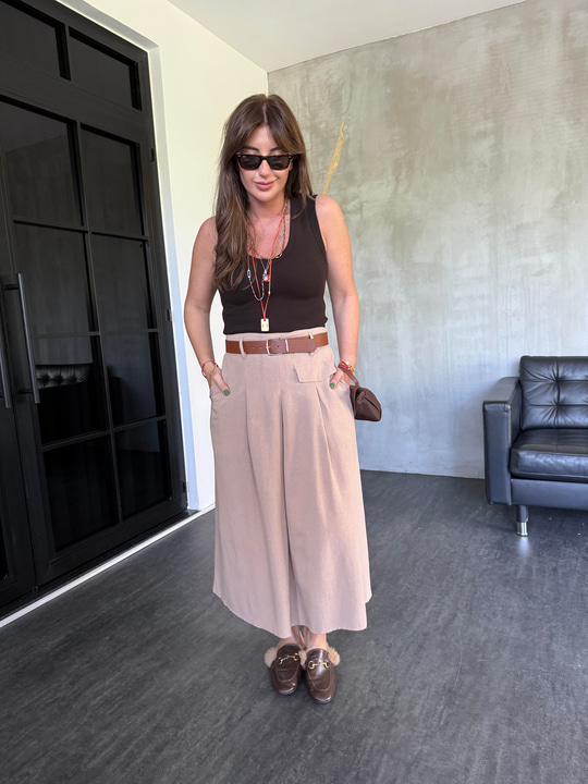 Taba Kemerli , %100 Pamuk , Camel Etek