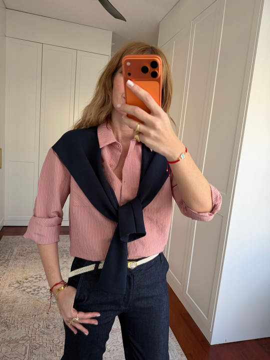 Modal Bağlama Detaylı , Pembe Gömlek