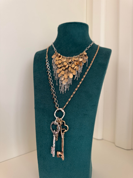 Orijinal Model , Sarkıt Anahtar & Gold Pullu , İkili Kolye