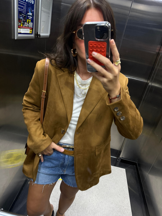 Taba Renk , Süet , Blazer Ceket