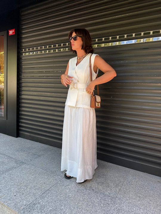 Orijinal Model , Kemerli & Yelekli , Ekru Elbise