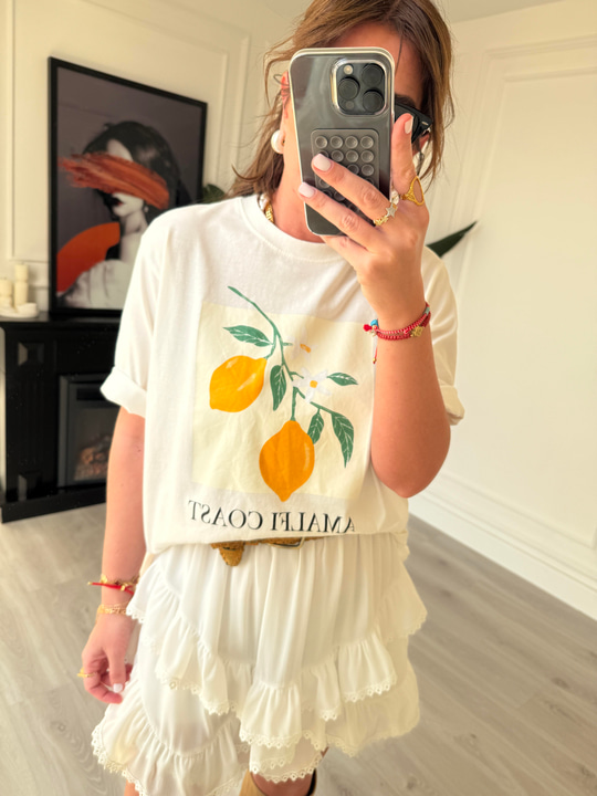 Limon Desenli , Beyaz T-shirt