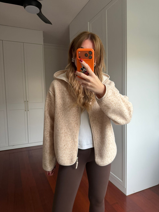 Orijinal Model , Kapüşonlu , Biyeli , Bej Teddy Mont