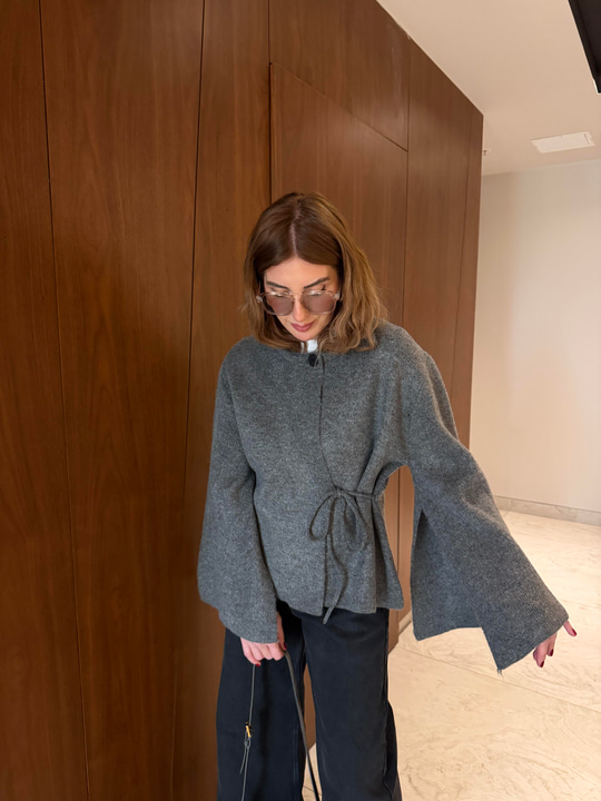 Orijinal Model , Gri , Yarasa Kol , Premium Triko Ceket