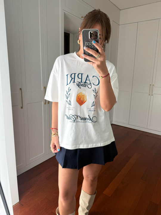 Capri Yazılı , Beyaz T-shirt