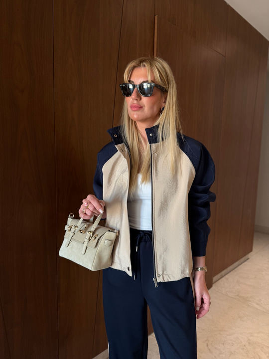 Lacivert & Bej , Bomber Ceket Takım