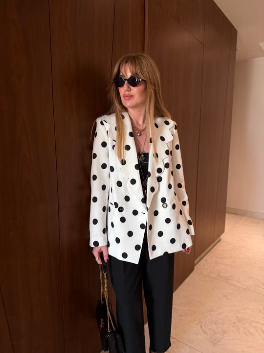 Orijinal Marka , Puantiyeli , Beyaz Blazer Ceket
