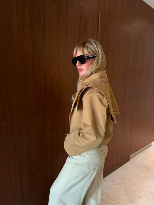 Orijinal Model , Camel , Premium Crop Ceket Mont