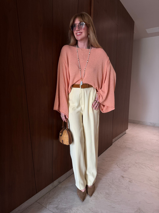 Orijinal Model , Süet Kemerli , Sarı , Tok Tencel Pantolon