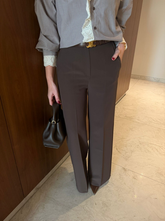 Acıkahve , Beli Cırtlı , Likralı , Krep Kumaş Pantolon