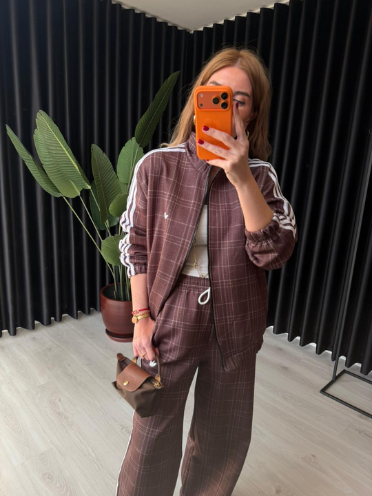 Orijinal Model Premium Kahve Ekoseli Takım