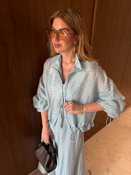 Kolları & Beli Lastikli , Bebe Mavisi , Premium Puantiyeli Takım