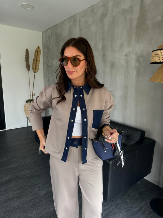Orijinal Model , Jean Detaylı , Bej , Premium Takım