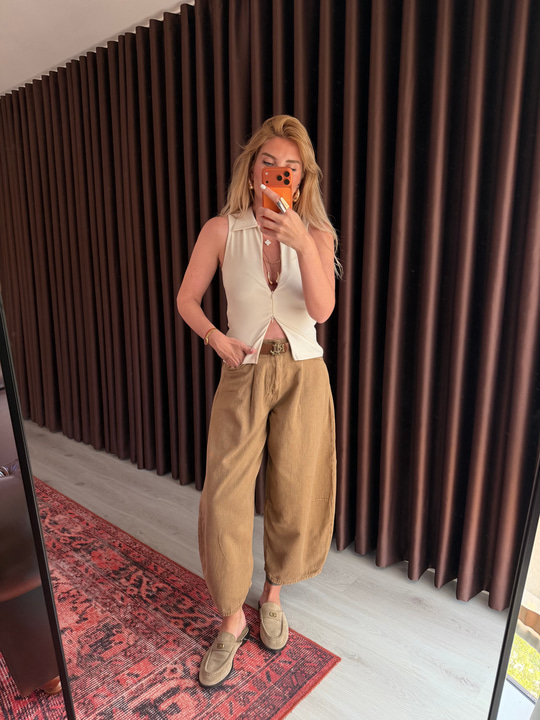Orijinal Marka , Baggy Model , Camel Jean Pantolon