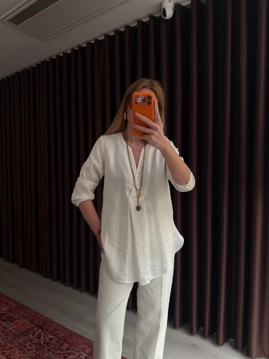 Orijinal Marka Ekru Tencel Gömlek