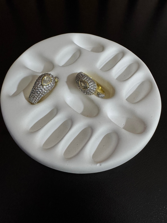 Gold , Zirkon Taşlı , Damla Efekt Yüzük