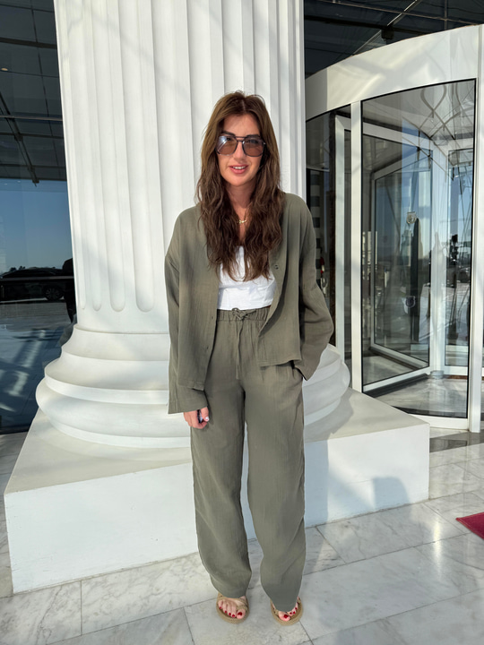 Orijinal Marka, %100 Cotton Haki Müslin Takım