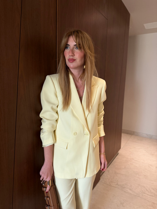 Orijinal Marka , Sarı , Blazer Ceket & Likralı Pantolon Takım