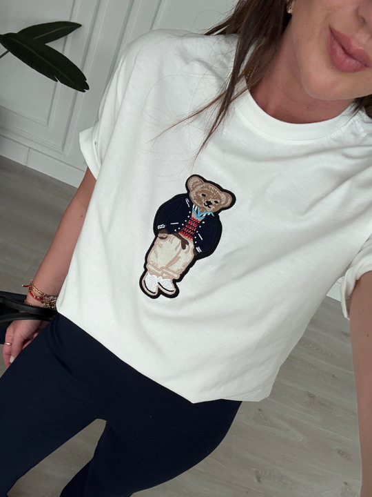 Marka Logo İşlemeli , Beyaz T-shirt