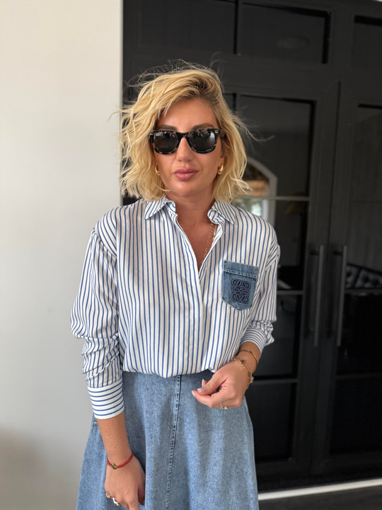 Cebi Jean & Marka Logolu , Çizgili Poplin Gömlek