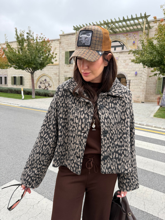 Leopar Desenli , Kaşe Ceket