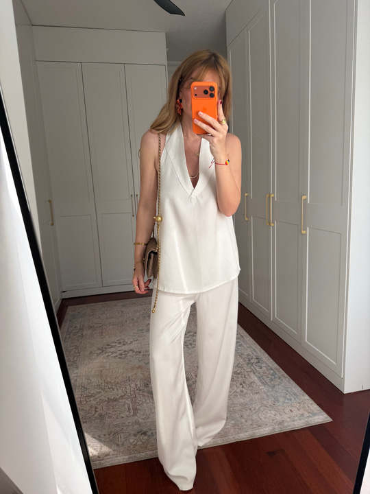 Orijinal Model , V Yaka , Premium , Ekru Tencel Jean Takım