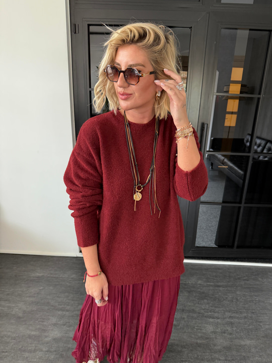 Yumuşacık , Bordo , Basic Triko