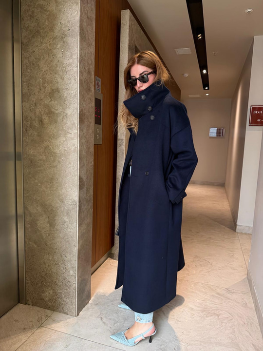 Orijinal Model , Lacivert , Premium Kaşe Kaban