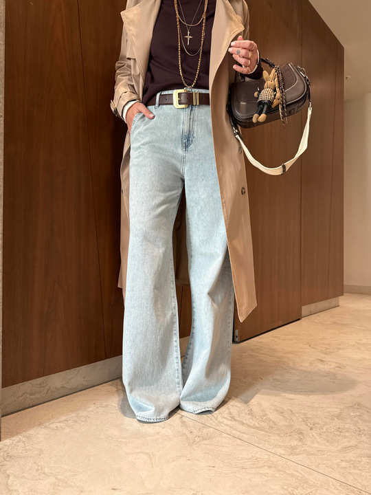 Orijinal Marka , Tencel Palazzo , Buz Mavisi Jean