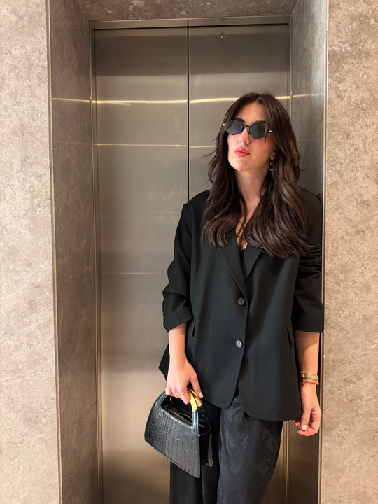 Siyah , Oversize , Premium Blazer Ceket