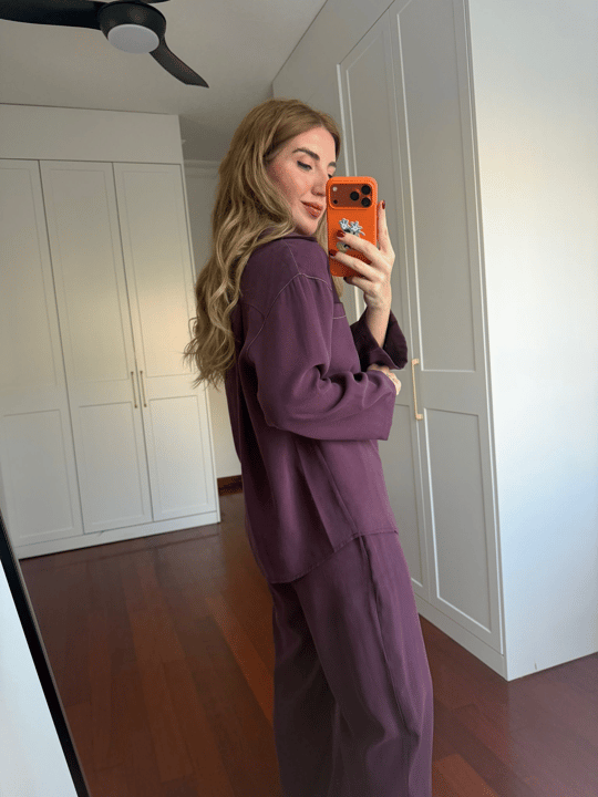 Orijinal Model , Beyaz Dikiş Detaylı , Tok Tencel , Mürdüm Takım