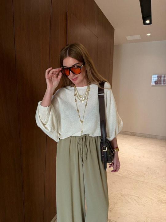 Beli Büzgü Lastikli , Haki , Tiril Palazzo