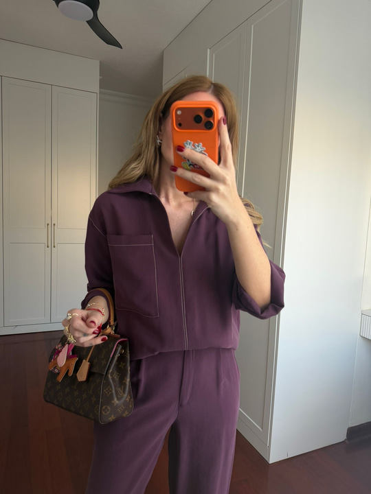 Orijinal Model , Beyaz Dikiş Detaylı , Tok Tencel , Mürdüm Takım