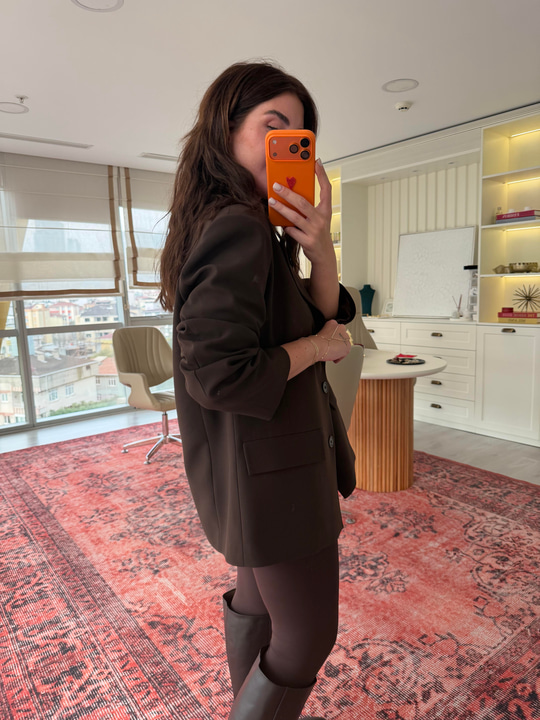 Acı Kahve Krep Kumaş , Premium Blazer Ceket