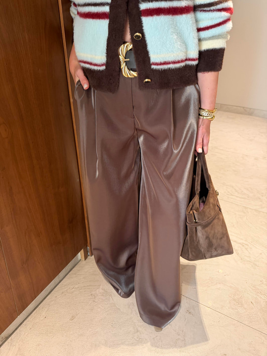 Orijinal Marka , Kemerli , Acıkahve Saten  ,  Palazzo Pantolon