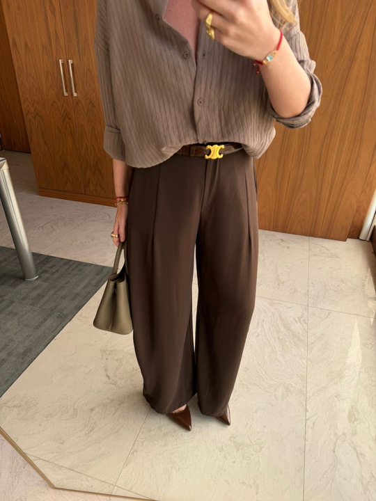 Zra Double Krep , Acıkahve Palazzo Pantolon