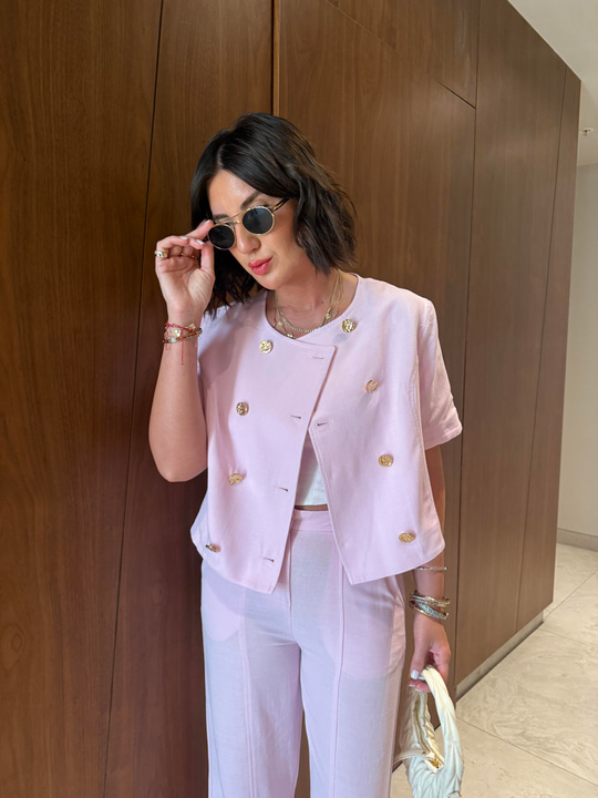 Orijinal Model , Gold Düğmeli , Ceket & Pantolon , Pembe Takım