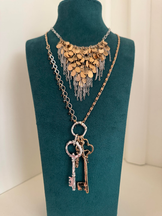 Orijinal Model , Sarkıt Anahtar & Gold Pullu , İkili Kolye