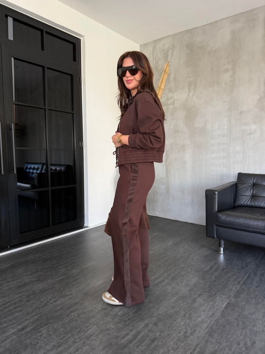 Orijinal Model , Kadife Detaylı , Acıkahve , Premium Eşofman Takımı